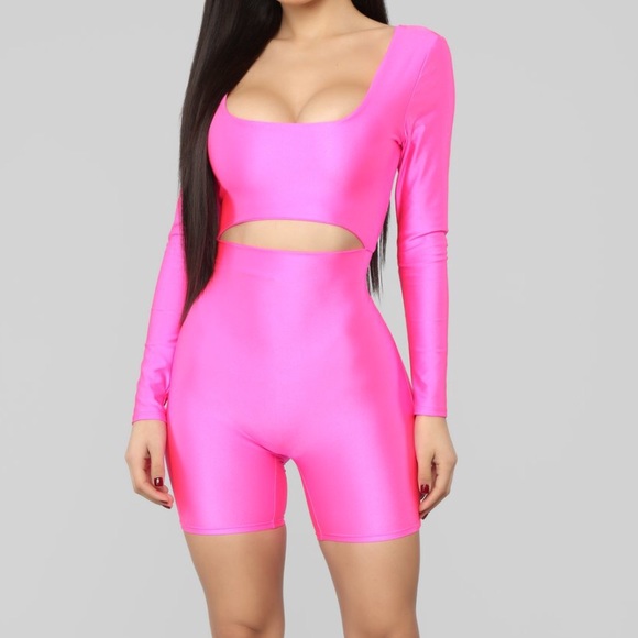 Fashion Nova Pants - Seamless Metallic Pink Romper
